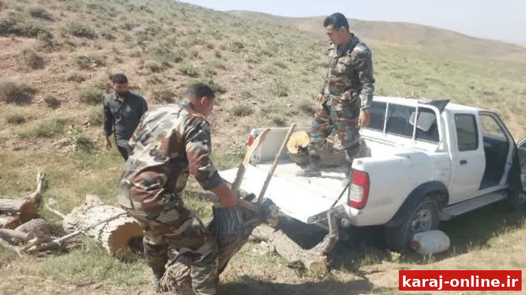 توقیف پیکور و کشف چوب‌های مشکوک در ساوجبلاغ