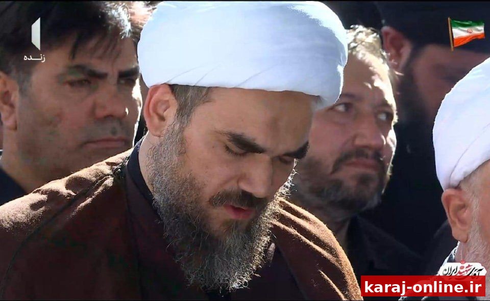 حال و هوای پدر شهیده زهرا محمدی گلپایگانی نوه ۱۴ ماهه رهبر شهید انقلاب اسلامی در لحظات اقامه نماز بر پیکر دخترش