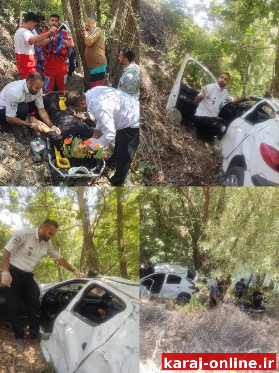 حادثه در جاده‌های ساوجبلاغ؛ سقوط خودرو به دره با ۴ مصدوم