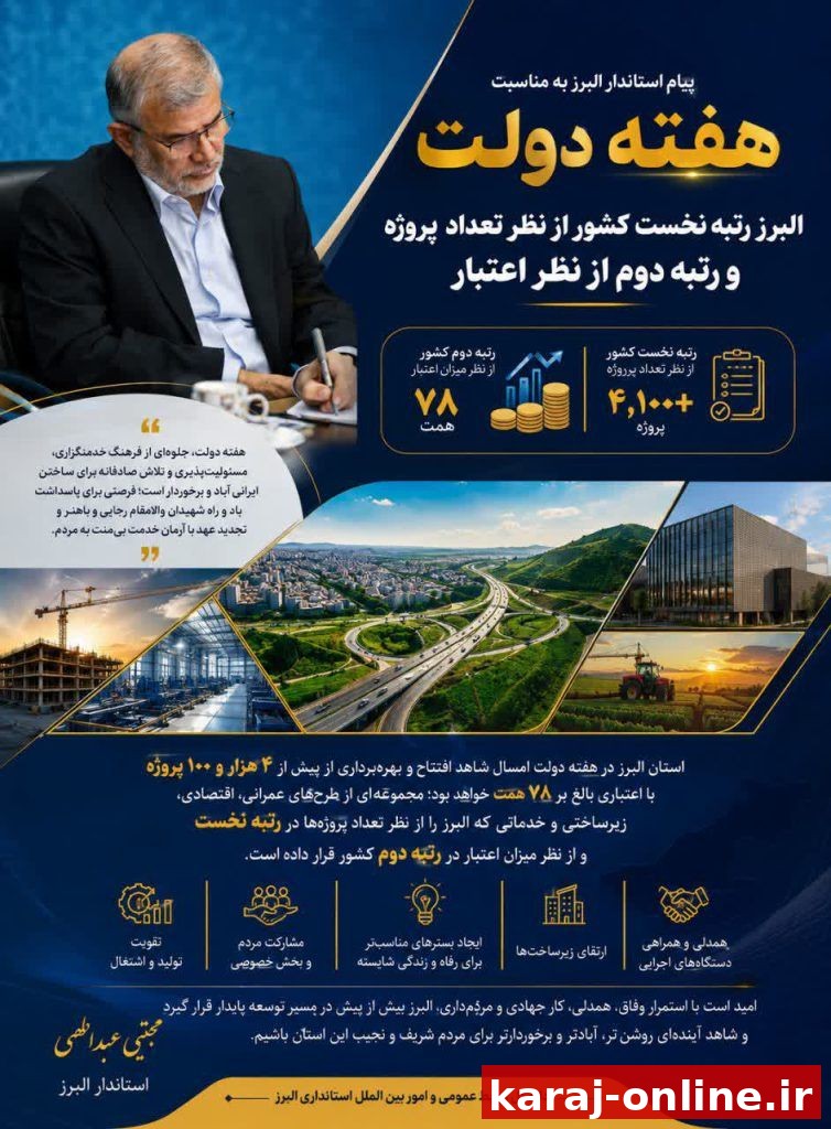 پیام استاندار البرز به مناسبت هفته دولت