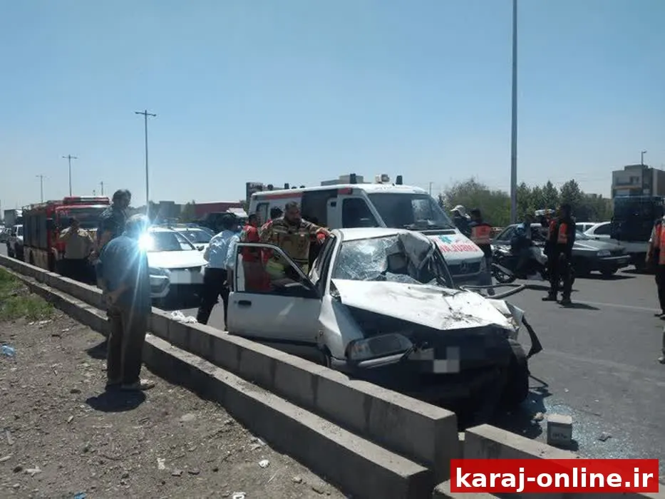 تصادف زنجیری در اتوبان کرج_تهران مصدوم بجای گذاشت