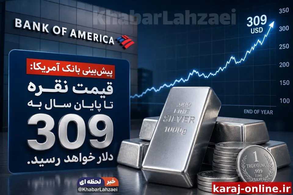 پیش‌بینی بانک آمریکا: قیمت نقره تا پایان سال به 309 دلار خواهد رسید./ لحظه‌ای‌نیوز