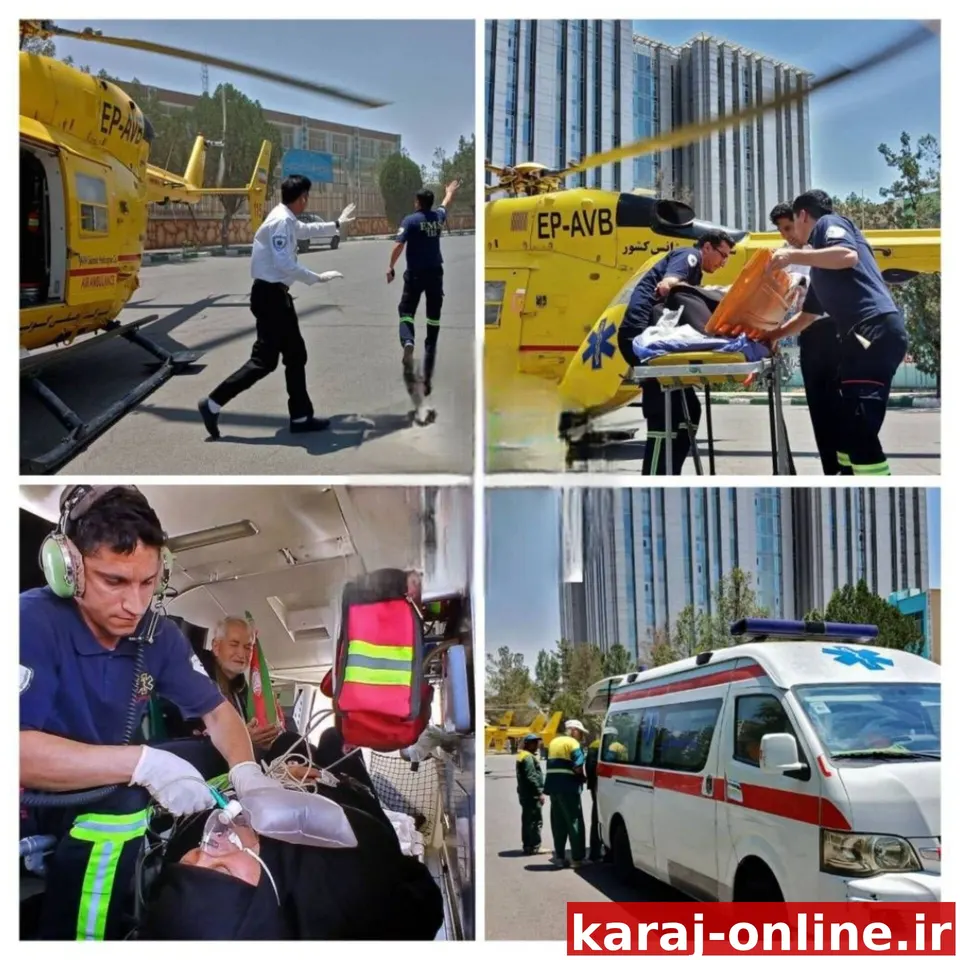 عملیات سریع اورژانس هوایی تهران در پی نجات دو نفر/ انتقال مادر باردار و بیمار قلبی از محل مراسم تشییع