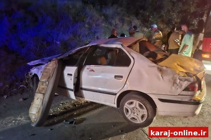 واژگونی خودرو در جاده برغان کرج با ۵ مصدوم