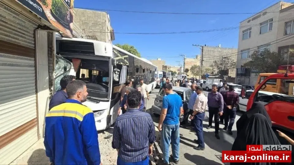 برخورد اتوبوس واحد با دیوار در اراک ۱۲ مصدوم برجای گذاشت
