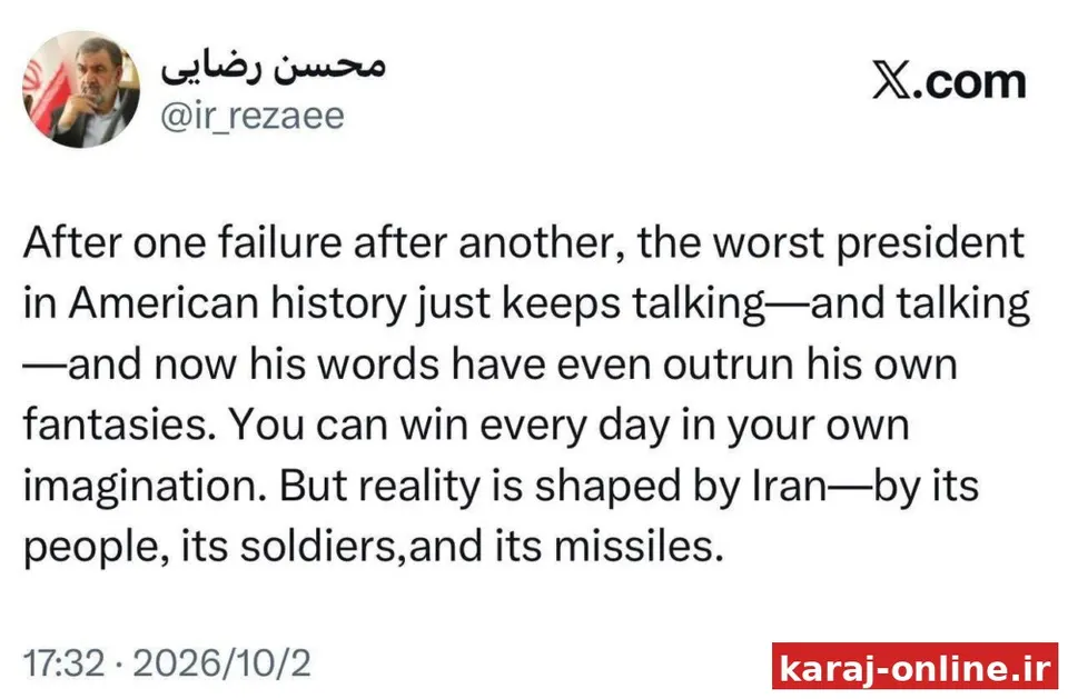‼دبیر شورای عالی امنیت ملی: واقعیت را ایران رقم می‌زند نه تخیلات بدترین رئیس‌جمهور تاریخ آمریکا