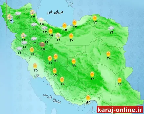 رگبار باران و رعد و برق در ۱۱ استان