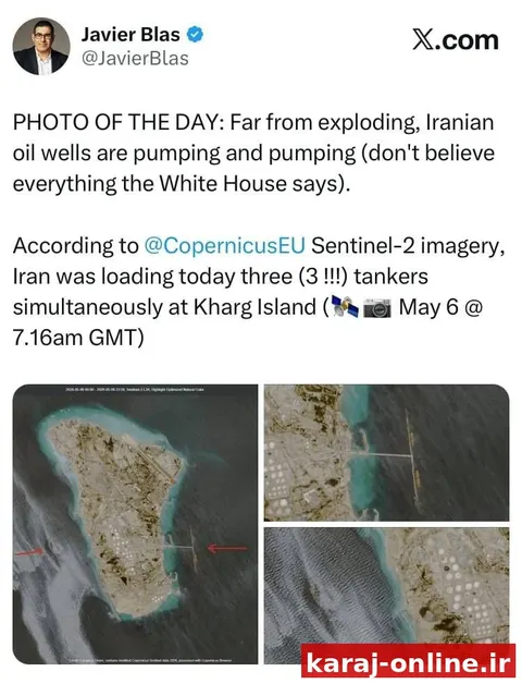 خاویر بلاس، تحلیل‌گر آمریکایی: هر چیزی کاخ سفید می‌گوید باور نکنید؛ چاه‌های نفت ایران به‌جای منفجر شدن، در حال پمپاژ هستند