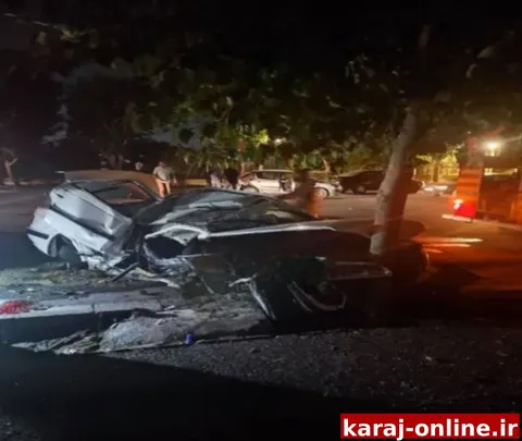برخورد مرگبار پژو پارس با تیر چراغ برق در کرج؛ یک کشته و یک مصدوم