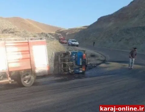 واژگونی نیسان در جاده جدید طالقان-هشتگرد