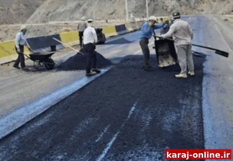 انسداد جاده جدید طالقان به دلیل عملیات ترمیم و اصلاح آسفالت