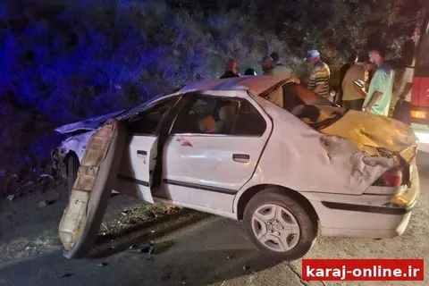 واژگونی خودرو در جاده برغان کرج با ۵ مصدوم