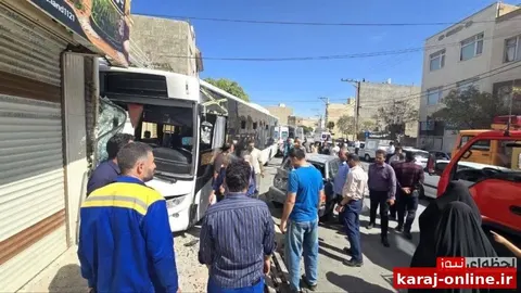 برخورد اتوبوس واحد با دیوار در اراک ۱۲ مصدوم برجای گذاشت
