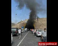 آتش‌ گرفتن خودرو دنا در یکی از تونل‌های جاده چالوس